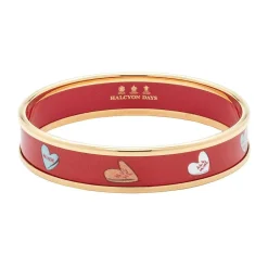 Halcyon Days Enamel Bangles*Red & Gold Love Hearts Enamel Bangle |