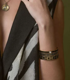 Halcyon Days Hinged Bangles*Salamander Black Gold Hinged Enamel Bangle |