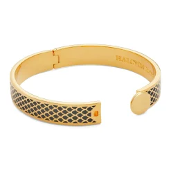 Halcyon Days Hinged Bangles*Salamander Black Gold Hinged Enamel Bangle |