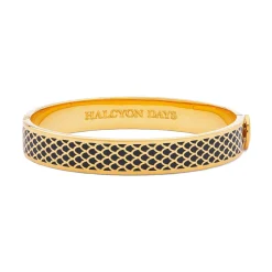 Halcyon Days Hinged Bangles*Salamander Black Gold Hinged Enamel Bangle |