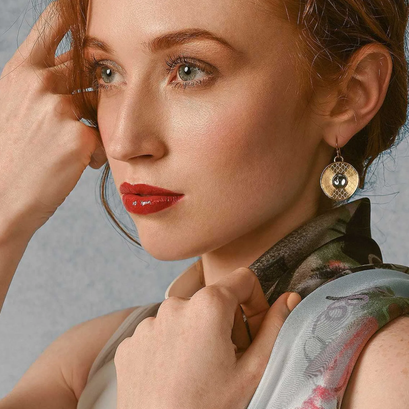 Halcyon Days Necklaces & Earrings*Salamander Cabochon Aquamarine & Gold Earrings