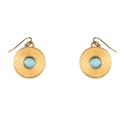 Halcyon Days Necklaces & Earrings*Salamander Cabochon Aquamarine & Gold Earrings