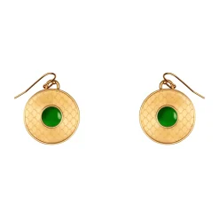 Halcyon Days Necklaces & Earrings*Salamander Cabochon Emerald & Gold Earrings