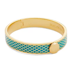 Halcyon Days Hinged Bangles*Salamander Turquoise & Gold Hinged Enamel Bangle |