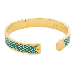 Halcyon Days Hinged Bangles*Salamander Turquoise & Gold Hinged Enamel Bangle |