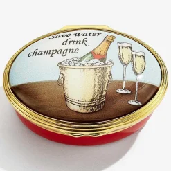Halcyon Days Message & Occasions*Save Water, Drink Champagne Enamel Box |