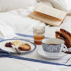 Halcyon Days Teaware*Serengeti Basket Weave Breakfast Cup & Saucer