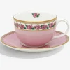 Halcyon Days Teaware*Shell Garden Floral Rose Teacup & Saucer