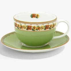 Halcyon Days Teaware*Shell Garden Floral Teacup & Saucer |