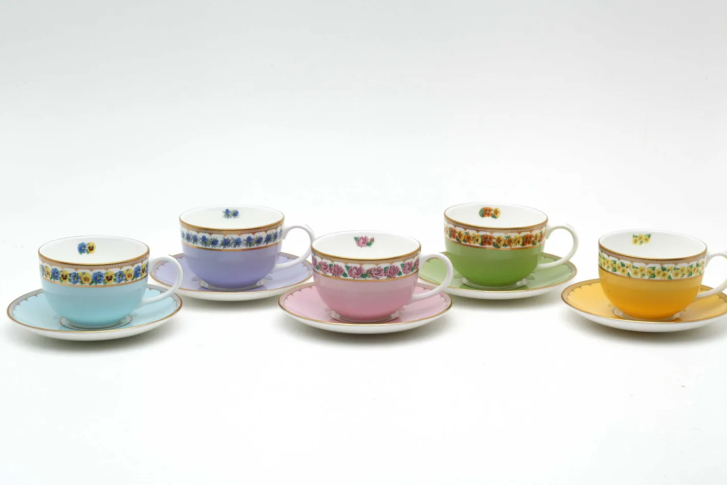 Halcyon Days Teaware*Shell Garden Floral Teacup & Saucer |