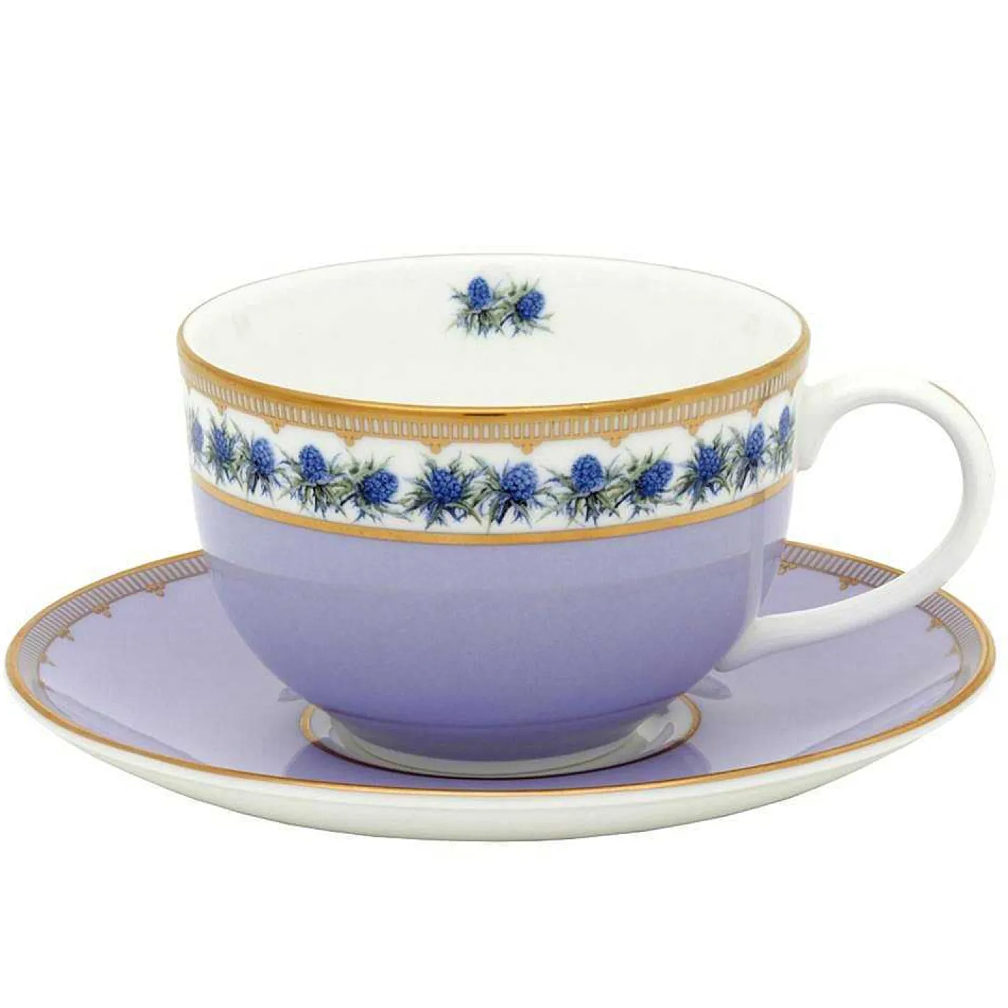 Halcyon Days Teaware*Shell Garden Floral Thistle Teacup & Saucer |