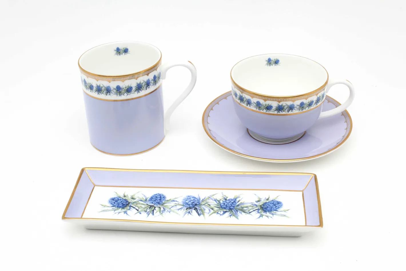 Halcyon Days Teaware*Shell Garden Floral Thistle Teacup & Saucer |