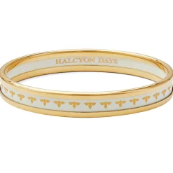 Halcyon Days Enamel Bangles*Skinny Bee Cream & Gold Enamel Bangle |