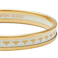 Halcyon Days Enamel Bangles*Skinny Bee Cream & Gold Enamel Bangle |