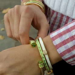 Halcyon Days Hinged Bangles*Skinny Bee Meadow & Gold Bangle |