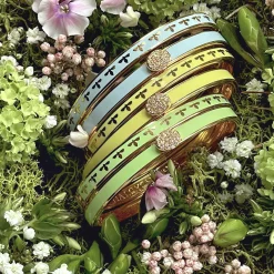 Halcyon Days Hinged Bangles*Skinny Bee Meadow & Gold Bangle |