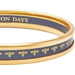 Halcyon Days Enamel Bangles*Skinny Bee Navy & Gold Enamel Bangle |
