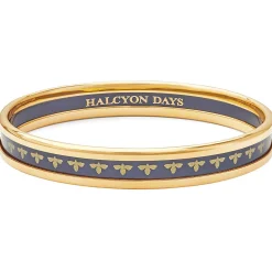 Halcyon Days Enamel Bangles*Skinny Bee Navy & Gold Enamel Bangle |