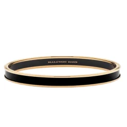 Halcyon Days Enamel Bangles*Skinny Black & Gold Enamel Bangle |