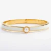 Halcyon Days Hinged Bangles*Skinny Cabochon Pearl Cream & Gold Bangle |