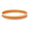 Halcyon Days Enamel Bangles*Skinny Chain Orange & Gold Enamel Bangle