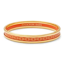 Halcyon Days Enamel Bangles*Skinny Chain Orange & Gold Enamel Bangle