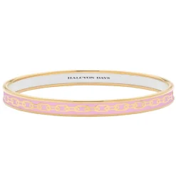 Halcyon Days Enamel Bangles*Skinny Chain Pale Pink & Gold Enamel Bangle |
