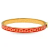 Halcyon Days Red*Skinny Chain Red & Gold Hinged Enamel Bangle |