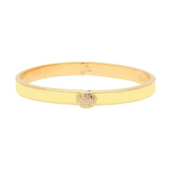 Halcyon Days Hinged Bangles*Skinny Pave Button Buttercup Gold Bangle |