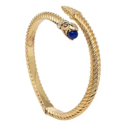 Halcyon Days Hinged Bangles*Snake Twist Cobalt & Gold Bangle |