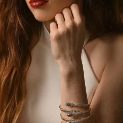 Halcyon Days Hinged Bangles*Snake Twist Cobalt & Gold Bangle |