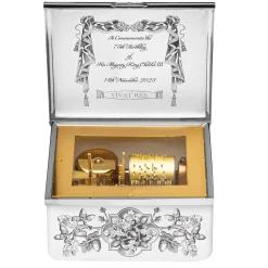 Halcyon Days Commemorative & Limited Editions*The 75Th Birthday Of His Majesty King Charles Iii Musical Box