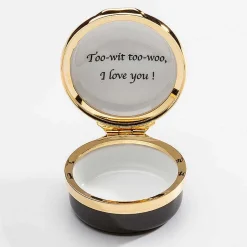 Halcyon Days Message & Occasions*Too-Wit Too-Woo, I Love You Enamel Box |