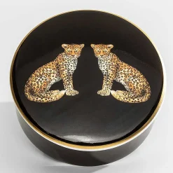 Halcyon Days Trinket Trays & Boxes*Twin Leopard Black Trinket Box |