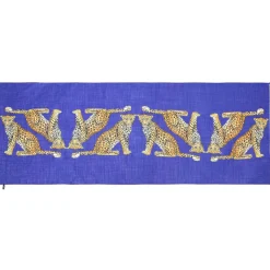 Halcyon Days Silk Scarves*Twin Leopards Cobalt Wool Silk Scarf |