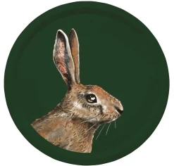 Halcyon Days Birchwood Trays*Woodland Wildlife Hare Round Birchwood Tray