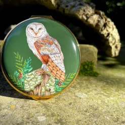 Halcyon Days Iconic Great Britain*Woodland Wildlife Owl Enamel Box