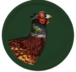 Halcyon Days Birchwood Trays*Woodland Wildlife Pheasant Round Birchwood Tray