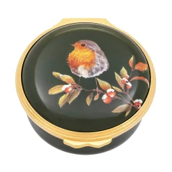 Halcyon Days Iconic Great Britain*Woodland Wildlife Robin Enamel Box