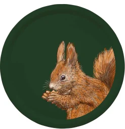 Halcyon Days Birchwood Trays*Woodland Wildlife Squirrel Round Birchwood Tray